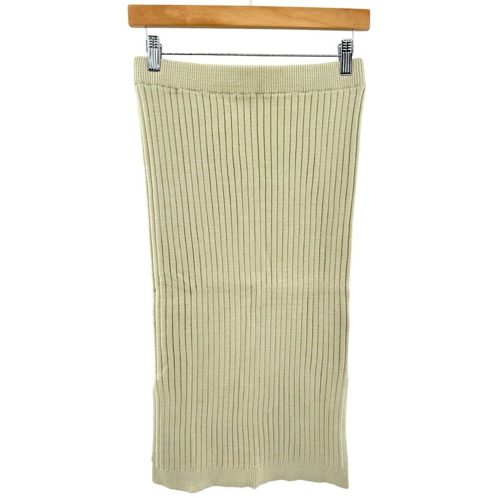 NWT Na-Kd Dusty Light Green Stretch Knit Ribbed Bandage Pencil Knit Skirt Medium